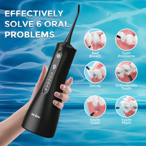 Sejoy Portable Water Flossers for Teeth 300ML Oral Irrigator Rechargeable Dental 5 Modes Water Tank Waterproof Teeth Cleaner